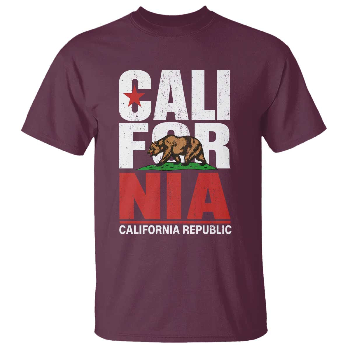 California Republic Flag Bear T Shirt Distressed Calif State Pride Graphic
