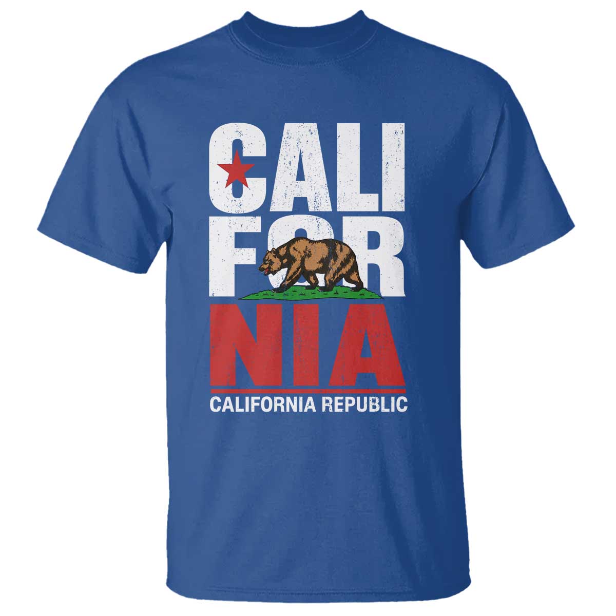California Republic Flag Bear T Shirt Distressed Calif State Pride Graphic