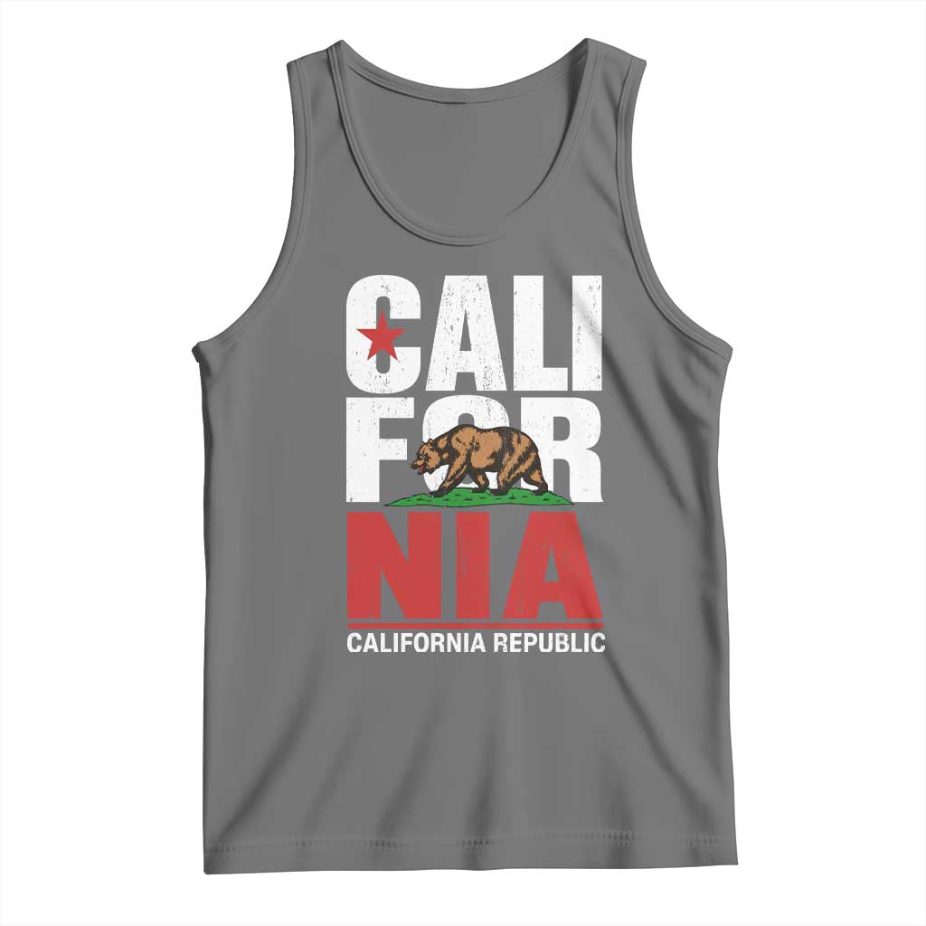 California Republic Flag Bear Tank Top Distressed Calif State Pride Graphic