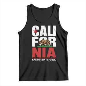 California Republic Flag Bear Tank Top Distressed Calif State Pride Graphic