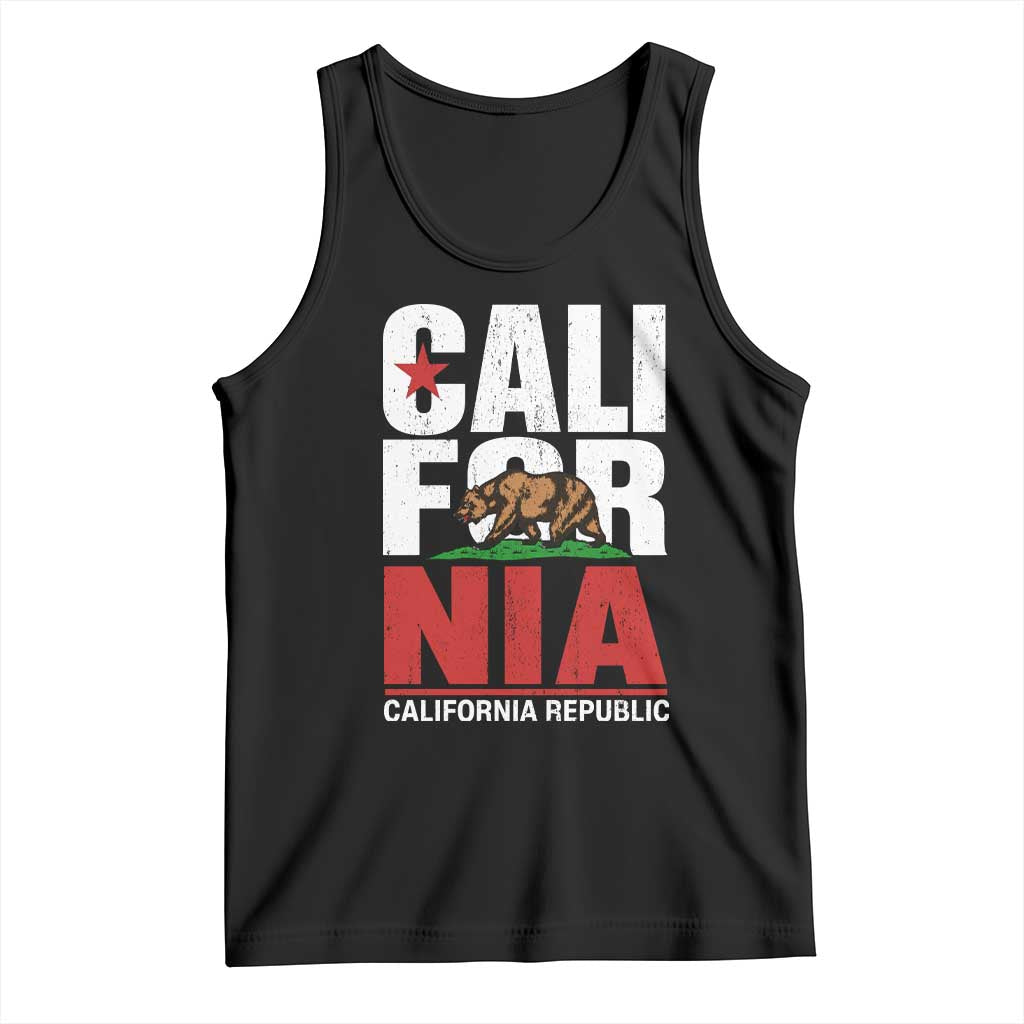 California Republic Flag Bear Tank Top Distressed Calif State Pride Graphic