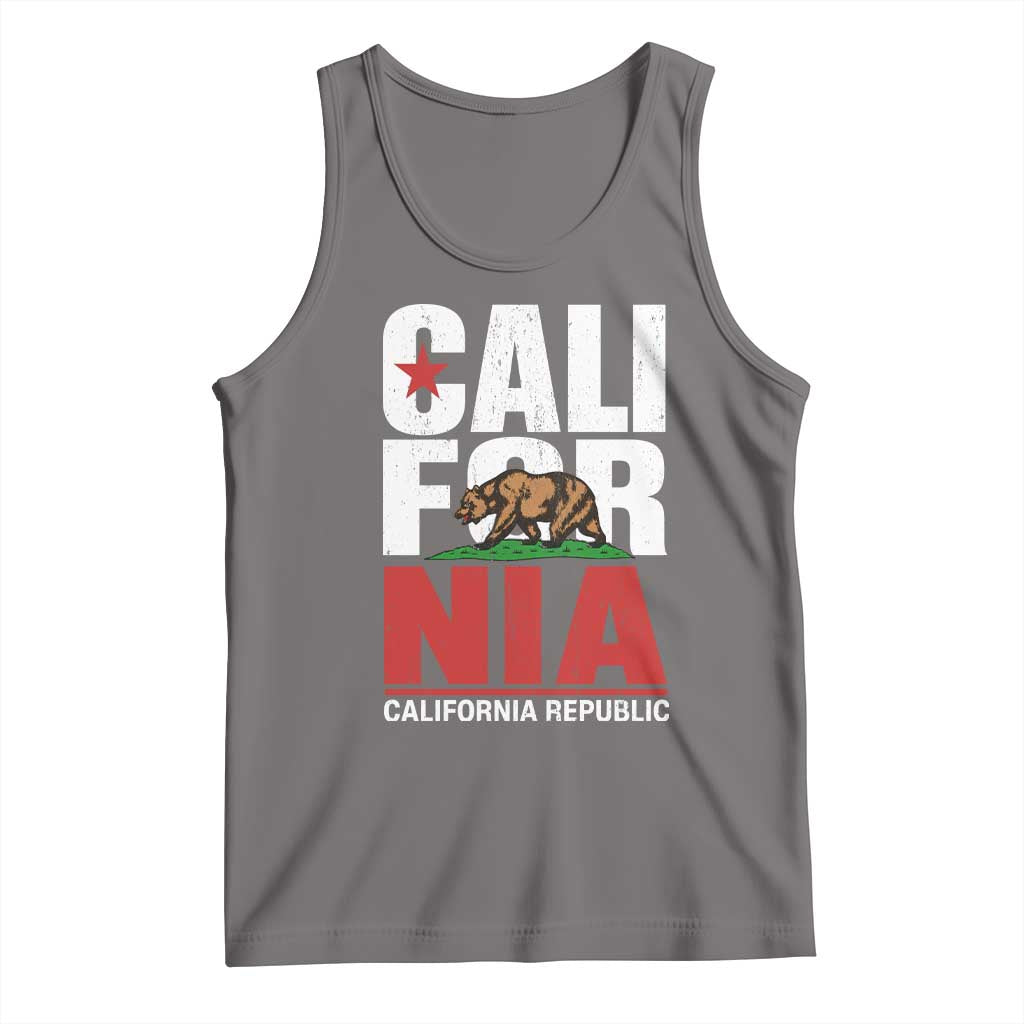 California Republic Flag Bear Tank Top Distressed Calif State Pride Graphic
