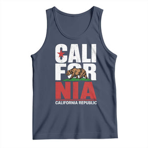 California Republic Flag Bear Tank Top Distressed Calif State Pride Graphic