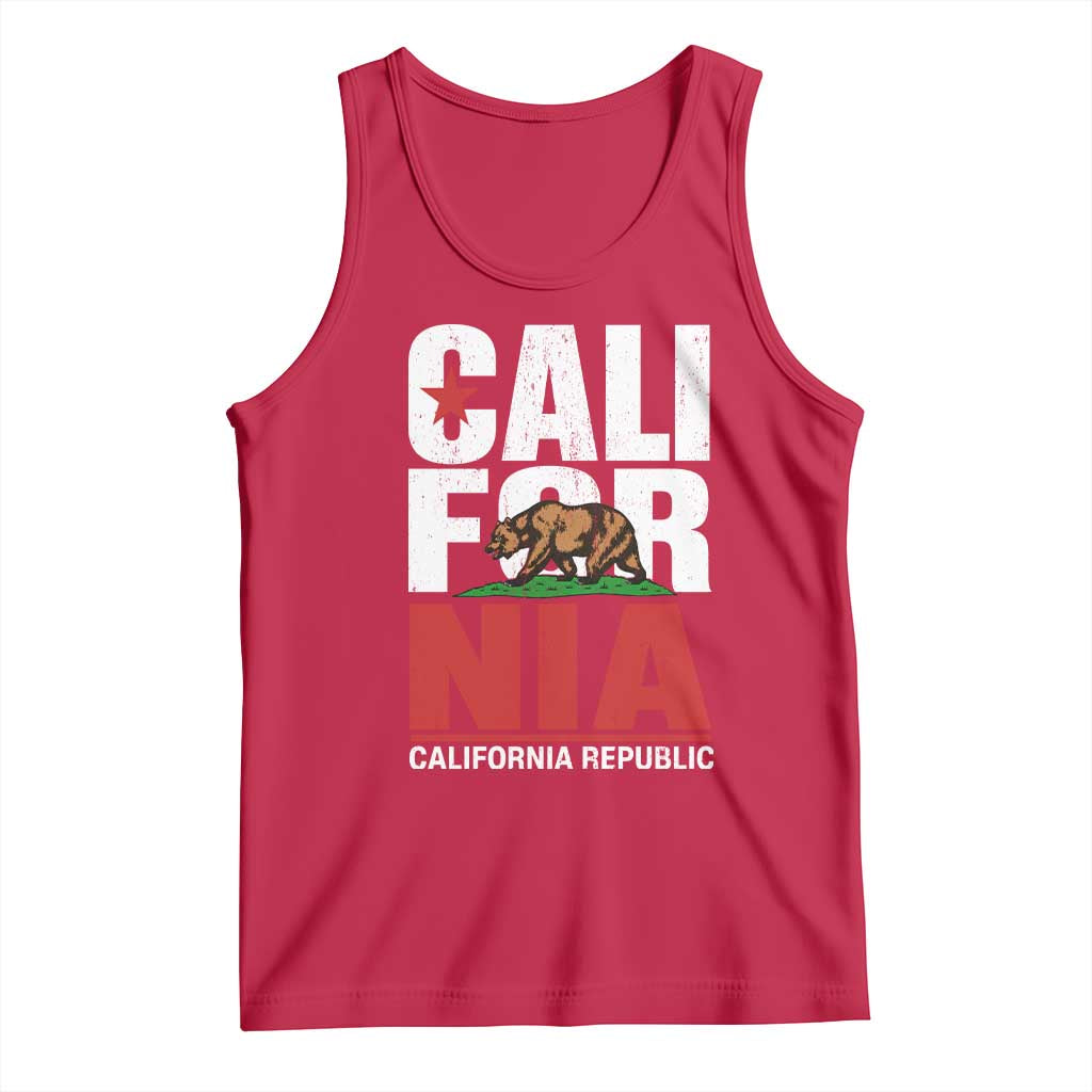 California Republic Flag Bear Tank Top Distressed Calif State Pride Graphic