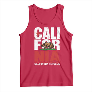 California Republic Flag Bear Tank Top Distressed Calif State Pride Graphic