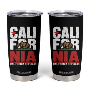 California Republic Flag Bear Tumbler Cup Distressed Calif State Pride Graphic