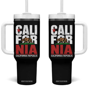California Republic Flag Bear Tumbler With Handle Distressed Calif State Pride Graphic