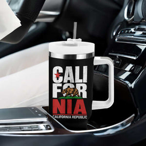 California Republic Flag Bear Tumbler With Handle Distressed Calif State Pride Graphic