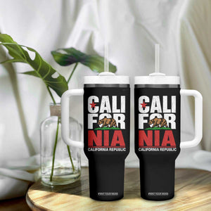California Republic Flag Bear Tumbler With Handle Distressed Calif State Pride Graphic