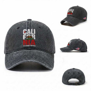 California Republic Flag Bear Washed Cotton Baseball Cap Distressed Calif State Pride Graphic