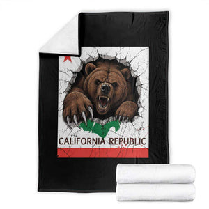 California Bear Flag Republic Throw Blanket CA State Distressed Design
