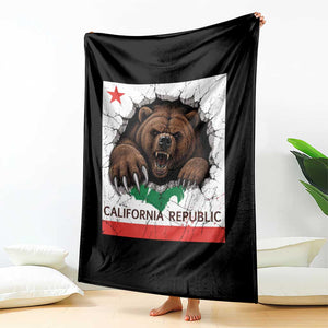 California Bear Flag Republic Throw Blanket CA State Distressed Design