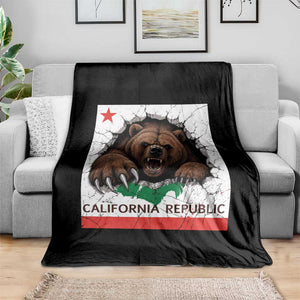California Bear Flag Republic Throw Blanket CA State Distressed Design