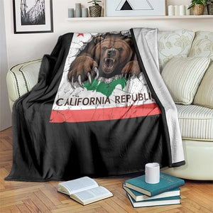 California Bear Flag Republic Throw Blanket CA State Distressed Design