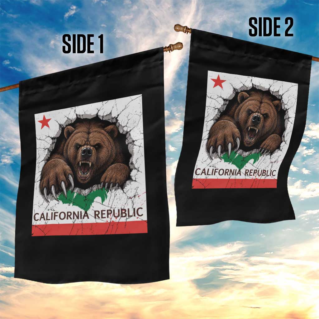 California Bear Flag Republic Garden Flag CA State Distressed Design