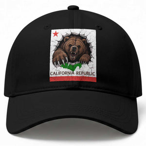 California Bear Flag Republic Baseball Cap CA State Distressed Design