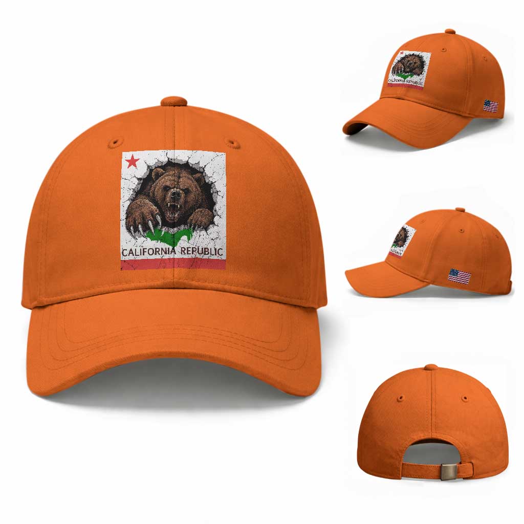 California Bear Flag Republic Baseball Cap CA State Distressed Design