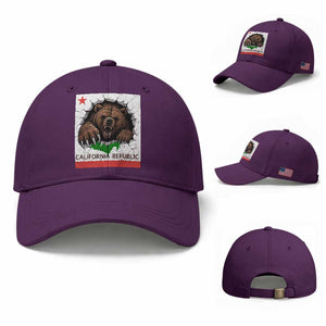 California Bear Flag Republic Baseball Cap CA State Distressed Design