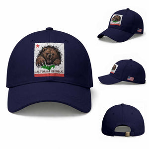 California Bear Flag Republic Baseball Cap CA State Distressed Design