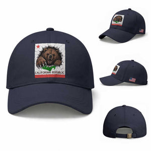California Bear Flag Republic Baseball Cap CA State Distressed Design