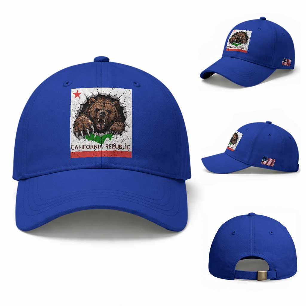 California Bear Flag Republic Baseball Cap CA State Distressed Design