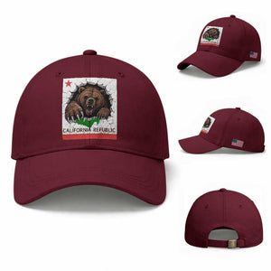 California Bear Flag Republic Baseball Cap CA State Distressed Design