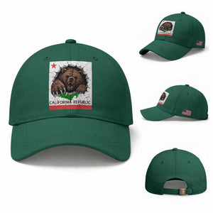 California Bear Flag Republic Baseball Cap CA State Distressed Design