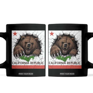 California Bear Flag Republic Coffee Mug CA State Distressed Design