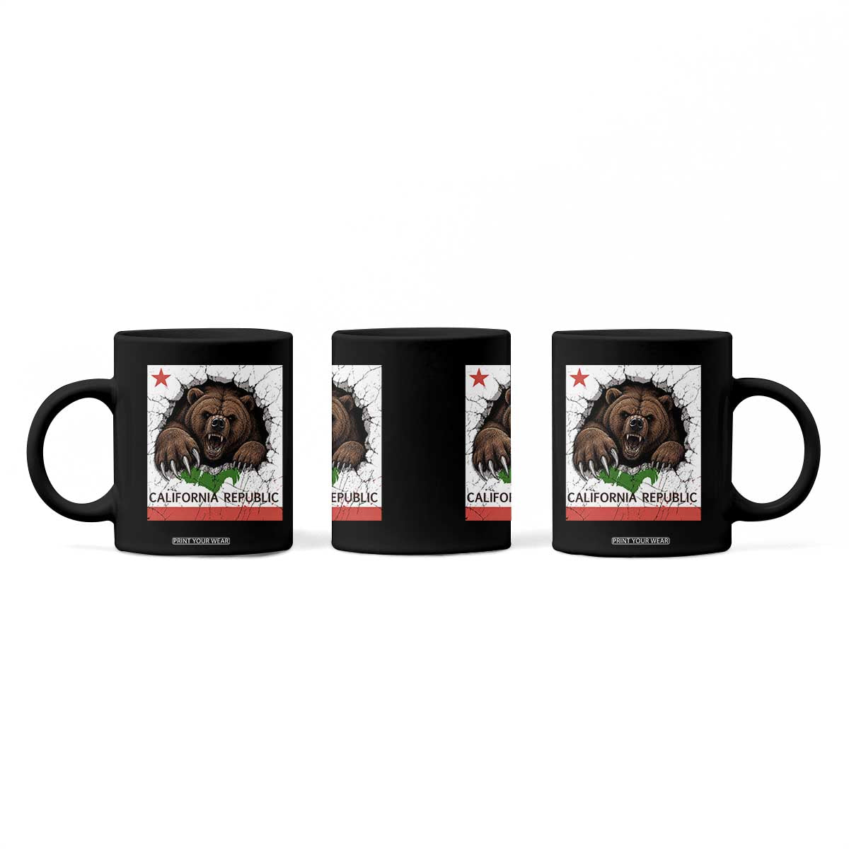 California Bear Flag Republic Coffee Mug CA State Distressed Design