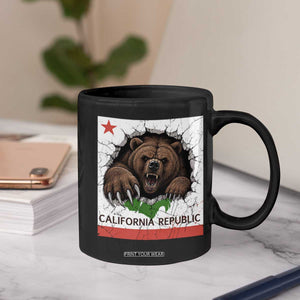 California Bear Flag Republic Coffee Mug CA State Distressed Design