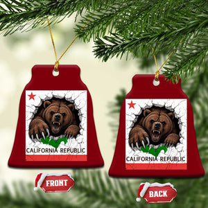 California Bear Flag Republic Ceramic Ornament CA State Distressed Design