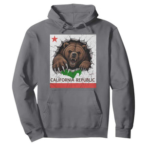 California Bear Flag Republic Hoodie CA State Distressed Design