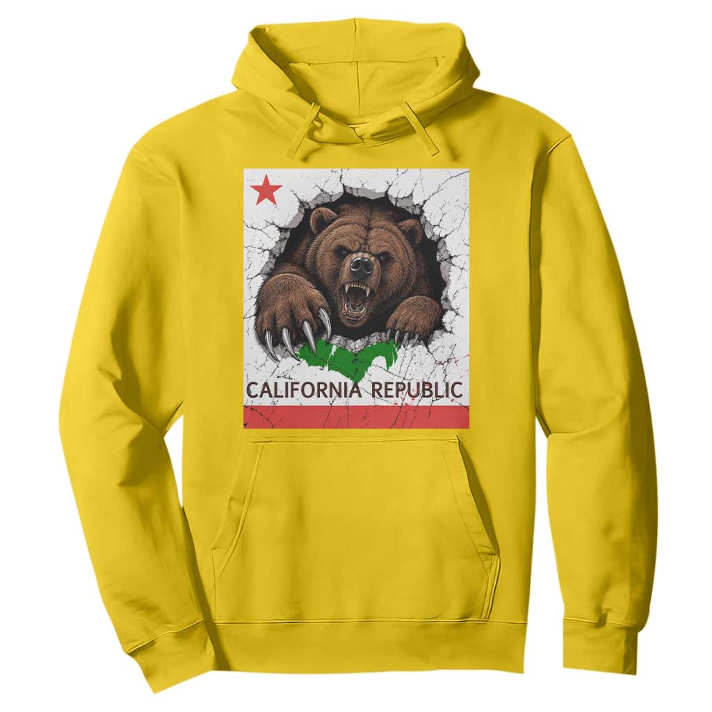 California Bear Flag Republic Hoodie CA State Distressed Design
