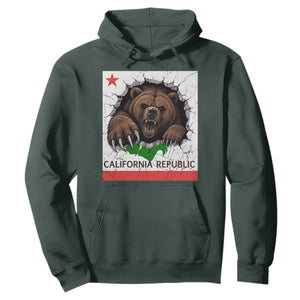 California Bear Flag Republic Hoodie CA State Distressed Design