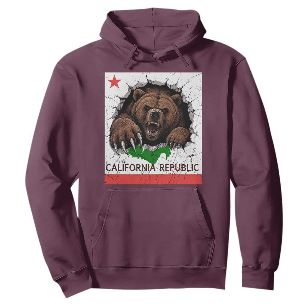 California Bear Flag Republic Hoodie CA State Distressed Design