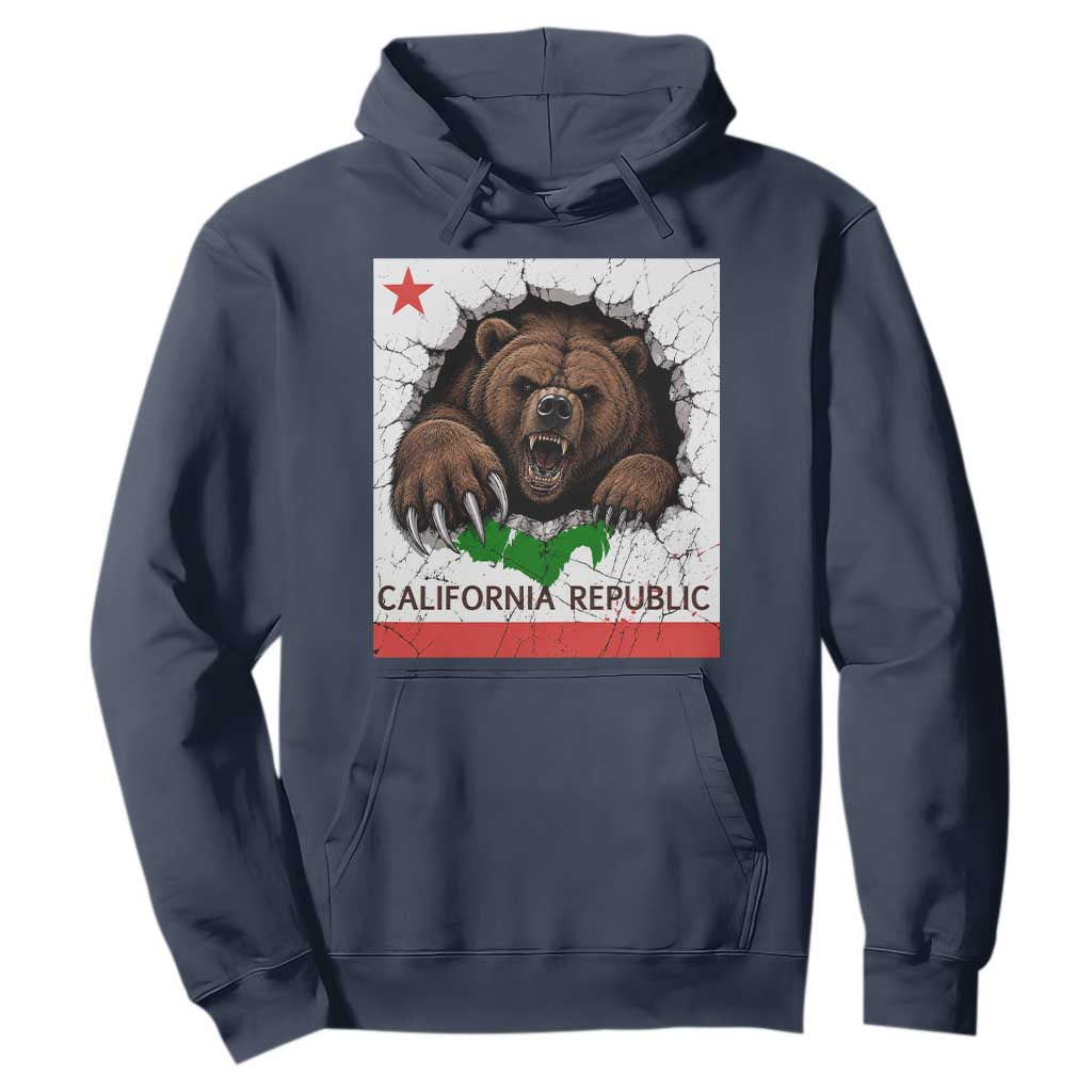 California Bear Flag Republic Hoodie CA State Distressed Design