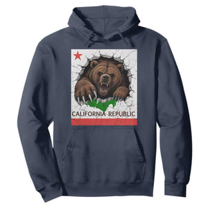 California Bear Flag Republic Hoodie CA State Distressed Design
