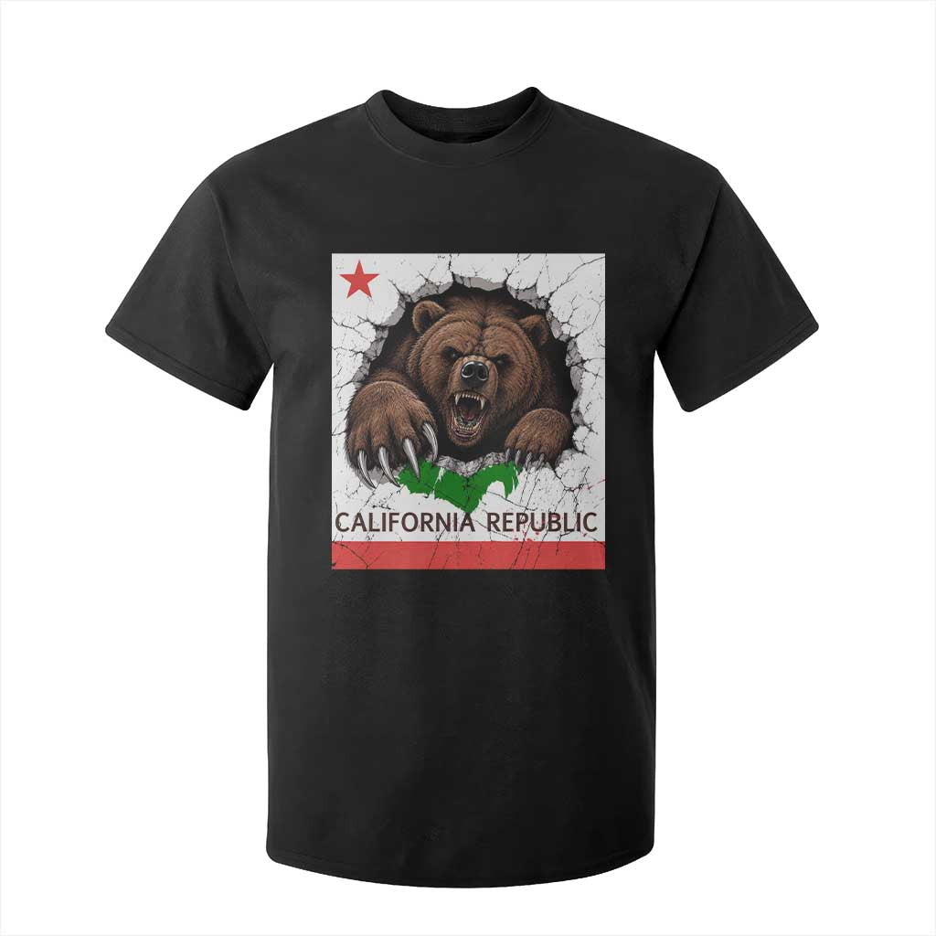 California Bear Flag Republic T Shirt For Kid CA State Distressed Design