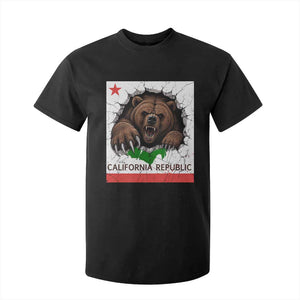California Bear Flag Republic T Shirt For Kid CA State Distressed Design