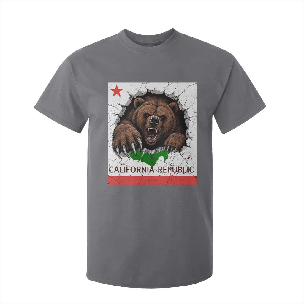 California Bear Flag Republic T Shirt For Kid CA State Distressed Design