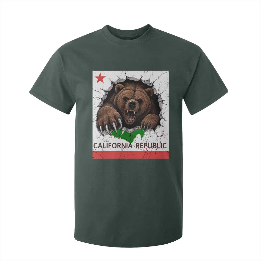 California Bear Flag Republic T Shirt For Kid CA State Distressed Design