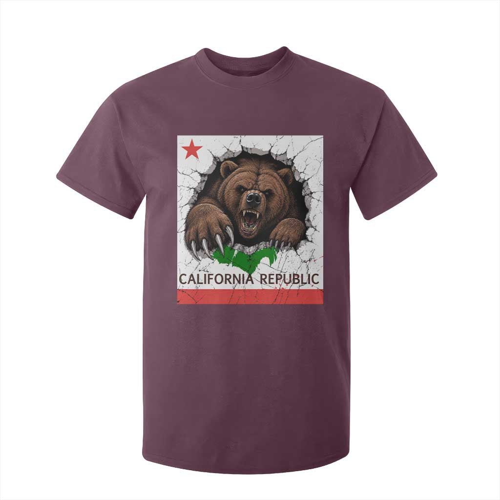 California Bear Flag Republic T Shirt For Kid CA State Distressed Design