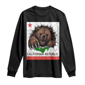California Bear Flag Republic Long Sleeve Shirt CA State Distressed Design