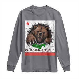 California Bear Flag Republic Long Sleeve Shirt CA State Distressed Design