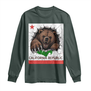 California Bear Flag Republic Long Sleeve Shirt CA State Distressed Design