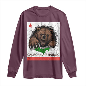 California Bear Flag Republic Long Sleeve Shirt CA State Distressed Design