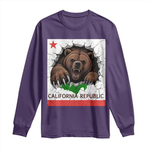 California Bear Flag Republic Long Sleeve Shirt CA State Distressed Design