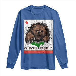 California Bear Flag Republic Long Sleeve Shirt CA State Distressed Design