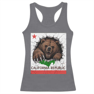California Bear Flag Republic Racerback Tank Top CA State Distressed Design