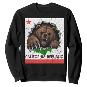California Bear Flag Republic Sweatshirt CA State Distressed Design